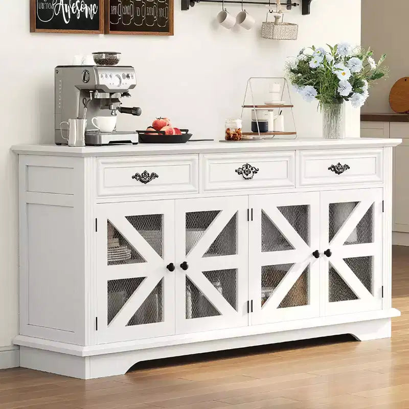 TruAIR Credenza/Mobile Contenitore, 80cm Credenza da Cucina Piccola Stile Fattoria Mobile Contenitore per Caffè con Ripiani Regolabili per Soggiorno Ingresso