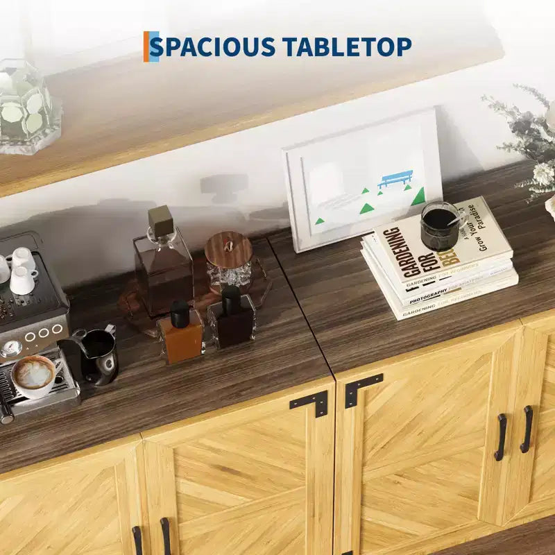 TruAIR Credenza/Mobile Contenitore, 80cm Credenza da Cucina Piccola Stile Fattoria Mobile Contenitore per Caffè con Ripiani Regolabili per Soggiorno Ingresso