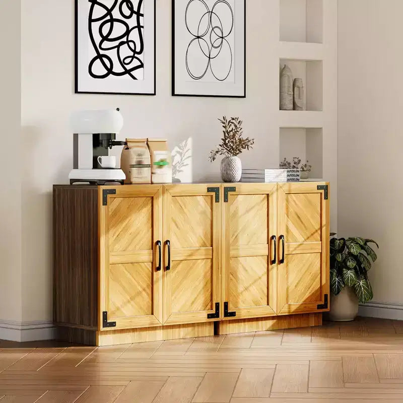 TruAIR Credenza/Mobile Contenitore, 80cm Credenza da Cucina Piccola Stile Fattoria Mobile Contenitore per Caffè con Ripiani Regolabili per Soggiorno Ingresso