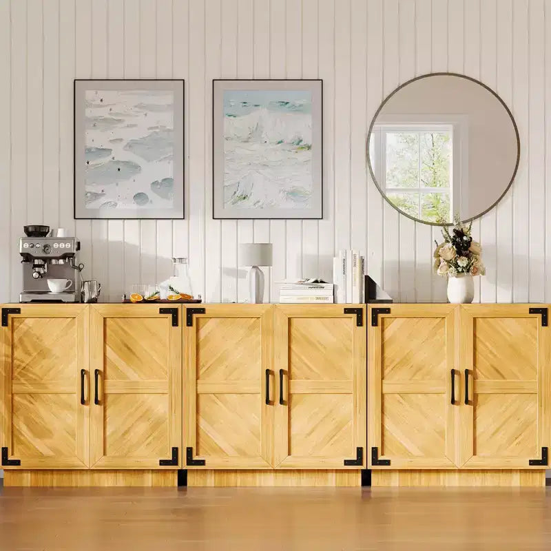 TruAIR Credenza/Mobile Contenitore, 80cm Credenza da Cucina Piccola Stile Fattoria Mobile Contenitore per Caffè con Ripiani Regolabili per Soggiorno Ingresso