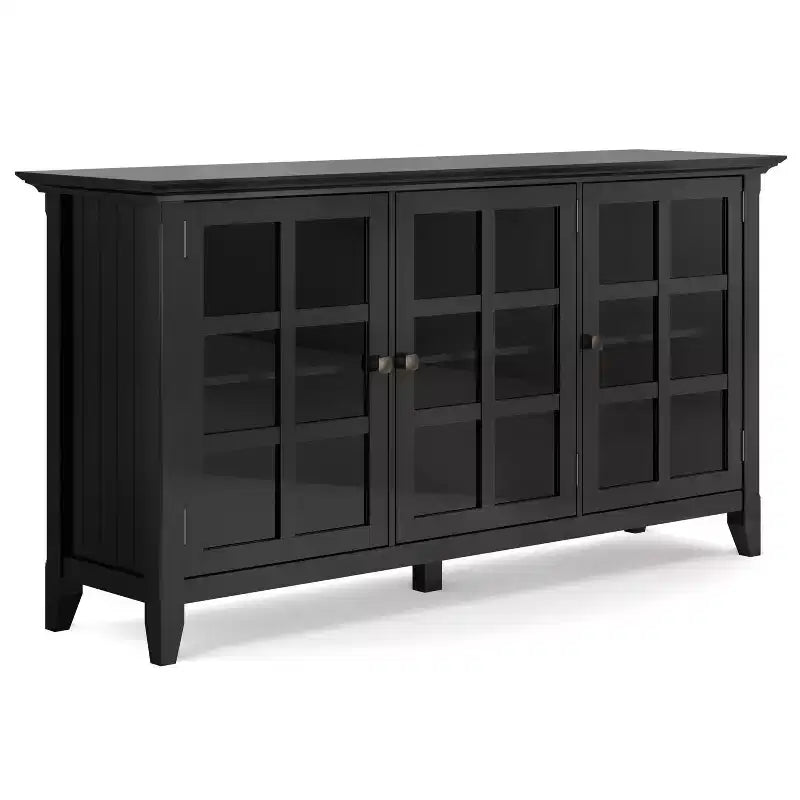 HomeStock 34 in H and 62 in.W Wood Utility Storage Cabinets with 3 -Doors and 3 Shelves