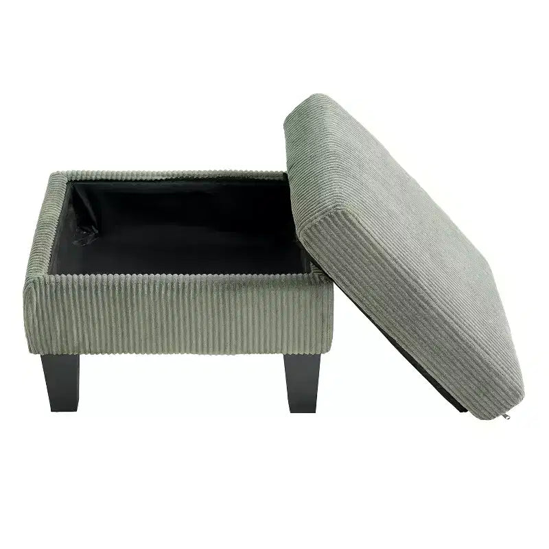PexFix Divano angolare a L a 4 posti in velluto con chaise longue e velluto a coste imbottito, divano sezionale moderno multifunzionale per soggiorno, verde oliva