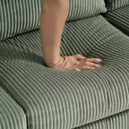 PexFix Divano angolare a L a 4 posti in velluto con chaise longue e velluto a coste imbottito, divano sezionale moderno multifunzionale per soggiorno, verde oliva