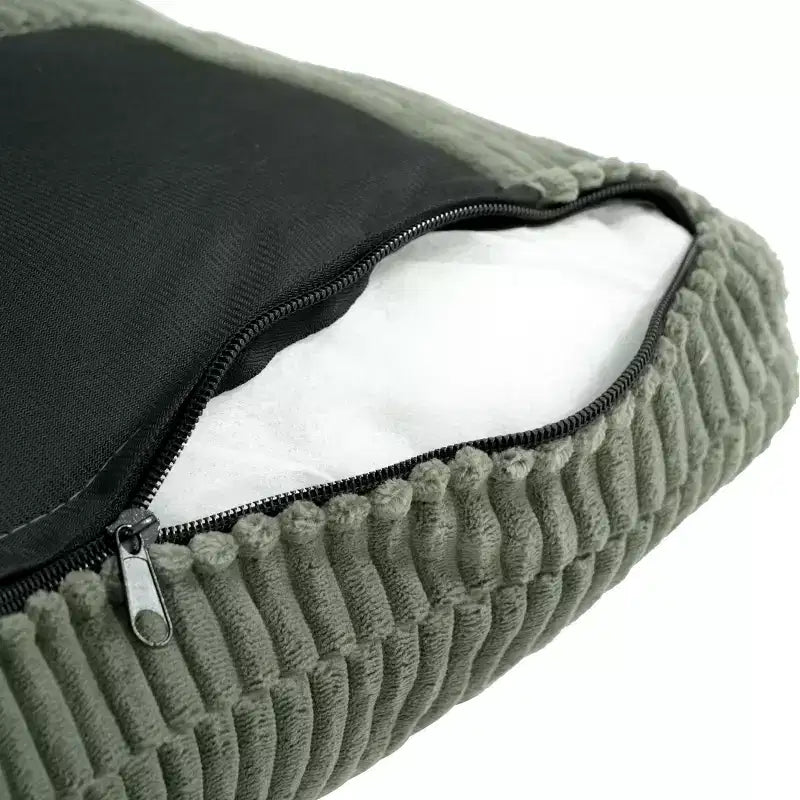 PexFix Divano angolare a L a 4 posti in velluto con chaise longue e velluto a coste imbottito, divano sezionale moderno multifunzionale per soggiorno, verde oliva