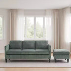 PexFix Divano angolare a L a 4 posti in velluto con chaise longue e velluto a coste imbottito, divano sezionale moderno multifunzionale per soggiorno, verde oliva