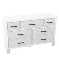 7-Drawer Dresser, Modern Wooden Bedroom Chest of Drawers With Storage Drawers, Farmhouse Style TV Stand for Living Room, Bedroom, Hallway, White