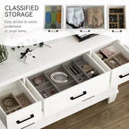 Comò a 7 cassetti, cassettiera moderna in legno per camera da letto con cassetti contenitori, mobile TV in stile rustico per soggiorno, camera da letto, corridoio, bianco