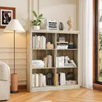 Scaffale organizer a 6 cubi, libreria alta 134 cm con dispositivo antiribaltamento, scaffale robusto in legno per soggiorno, camera da letto e ufficio
