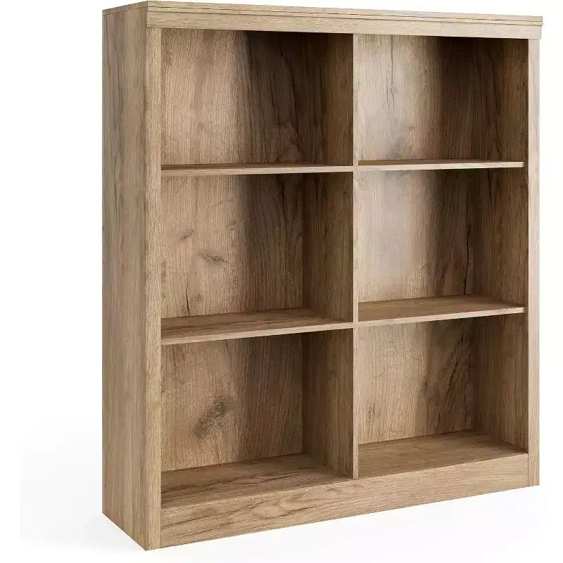 Scaffale organizer a 6 cubi, libreria alta 134 cm con dispositivo antiribaltamento, scaffale robusto in legno per soggiorno, camera da letto e ufficio