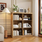 Scaffale organizer a 6 cubi, libreria alta 134 cm con dispositivo antiribaltamento, scaffale robusto in legno per soggiorno, camera da letto e ufficio