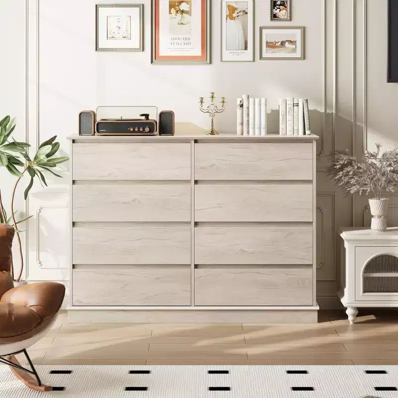 Cassettiera moderna per camera da letto con 8 cassetti, mobile contenitore in legno per armadioComò largo
