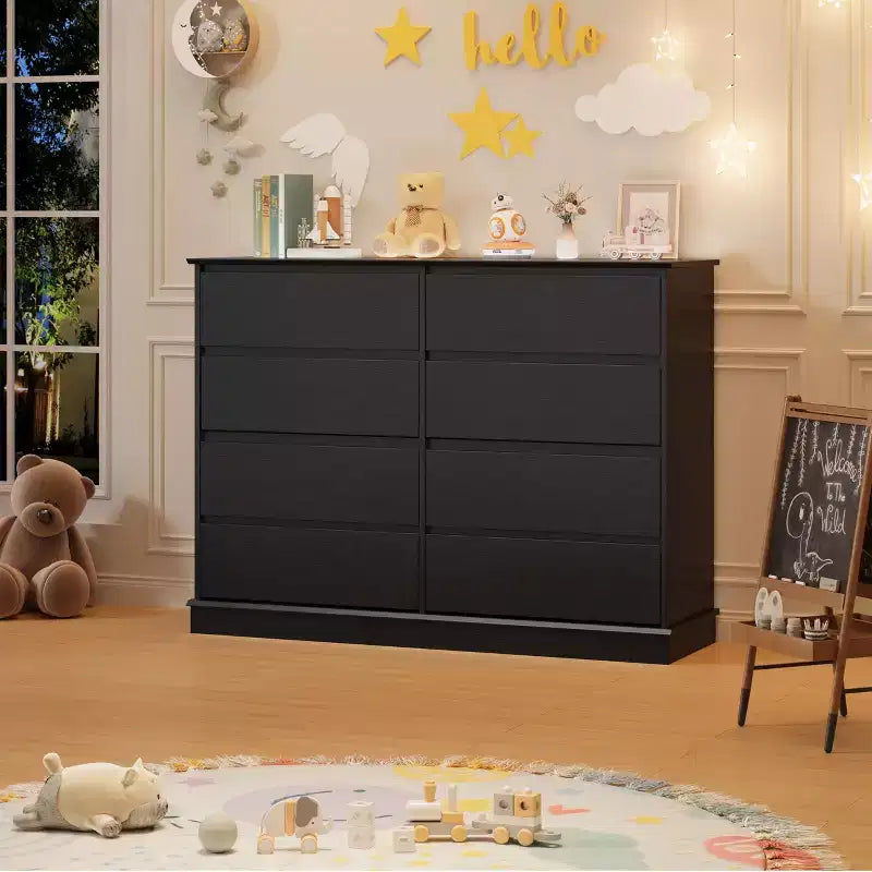 Cassettiera moderna per camera da letto con 8 cassetti, mobile contenitore in legno per armadioComò largo