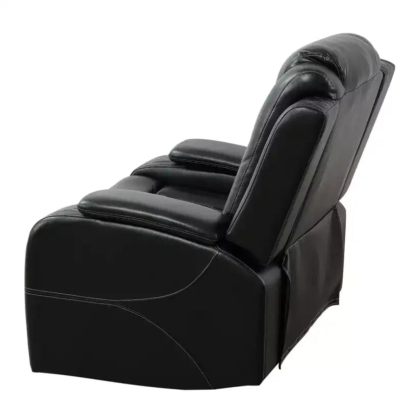 MAYEERTY Poltrona Reclinabile Elettrica, Poltrona Reclinabile in Pelle con Ricarica USB, Illuminazione a LED e Schienale Regolabile per Soggiorno, Nero