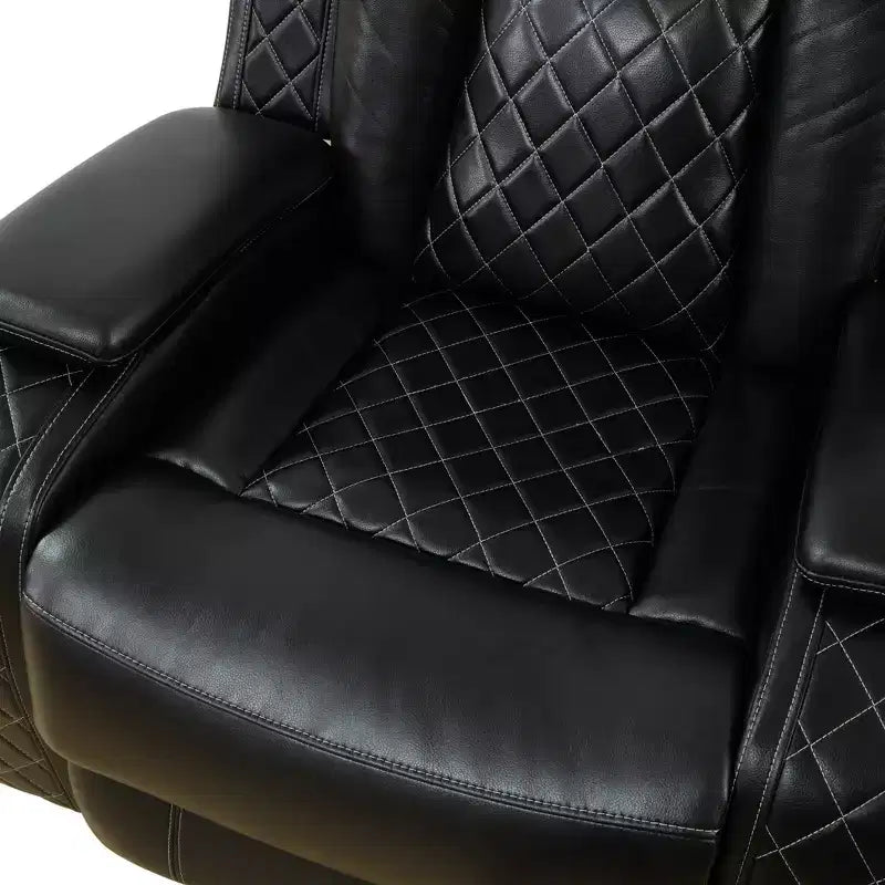MAYEERTY Poltrona Reclinabile Elettrica, Poltrona Reclinabile in Pelle con Ricarica USB, Illuminazione a LED e Schienale Regolabile per Soggiorno, Nero