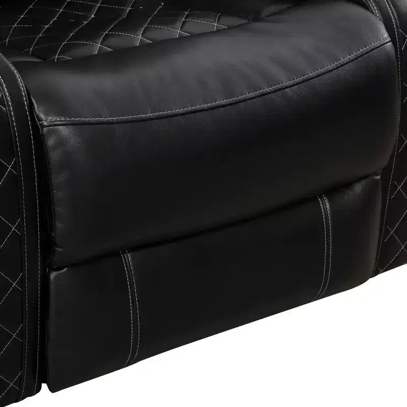 MAYEERTY Poltrona Reclinabile Elettrica, Poltrona Reclinabile in Pelle con Ricarica USB, Illuminazione a LED e Schienale Regolabile per Soggiorno, Nero