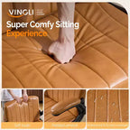VINGLI Sedia Criss Cross con braccioli regolabili a scomparsa, Sedia con gambe incrociate e ruote, Sedia da ufficio extra larga, Pelle PU, Argilla