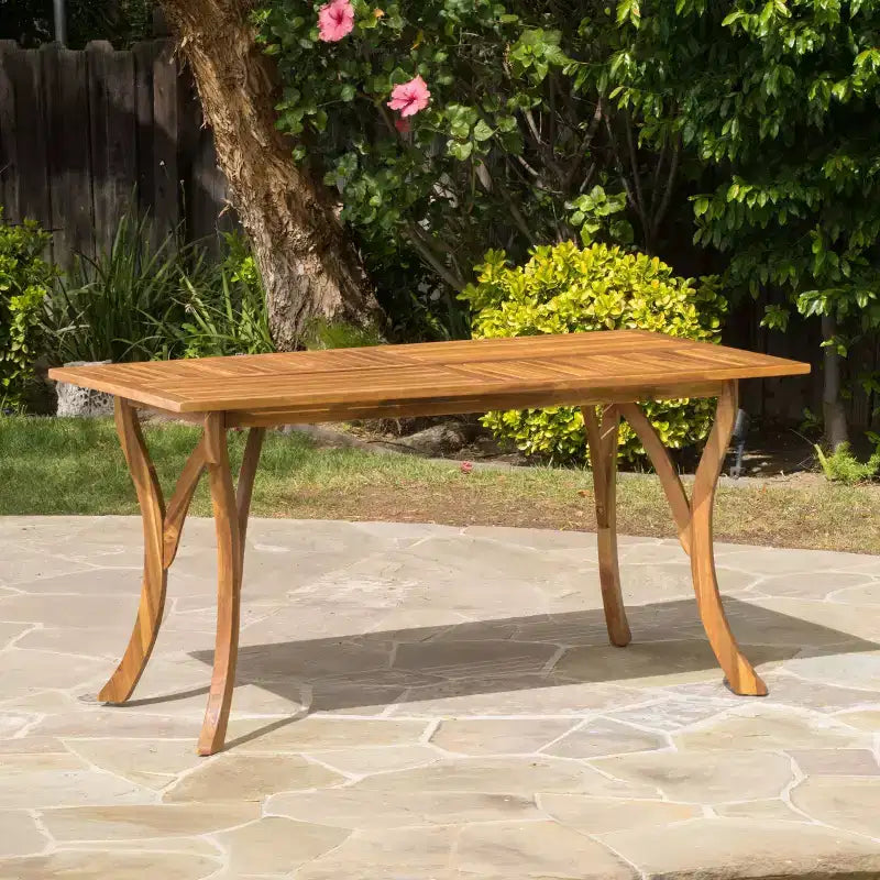 Okak 59IN Moderno Tavolo da Cucina Rettangolare in Legno, Tavolo da Pranzo con Gambe Stabili, Tavolo da Pranzo per Soggiorno, Cucina, Patio, Teak