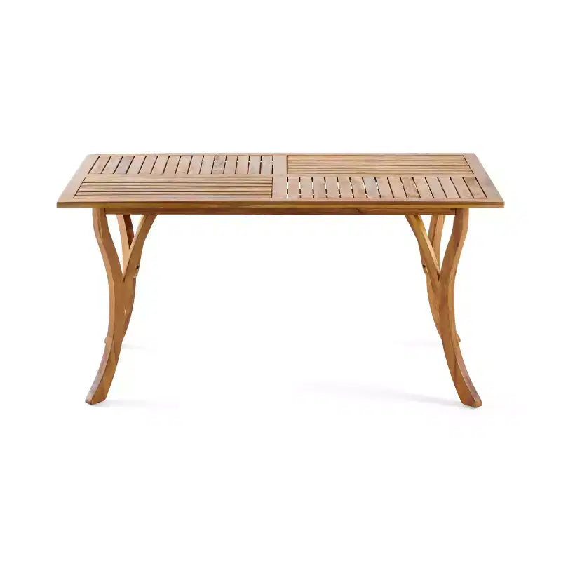 Okak 59IN Moderno Tavolo da Cucina Rettangolare in Legno, Tavolo da Pranzo con Gambe Stabili, Tavolo da Pranzo per Soggiorno, Cucina, Patio, Teak