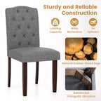 Set di 4 sedie da pranzo in legno Costway con gambe in legno di gomma, sedile imbottito e molle a S, per cucina, beige/grigio