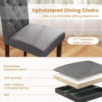 Set di 4 sedie da pranzo in legno Costway con gambe in legno di gomma, sedile imbottito e molle a S, per cucina, beige/grigio
