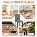 Set di 4 sedie da pranzo in legno Costway con gambe in legno di gomma, sedile imbottito e molle a S, per cucina, beige/grigio