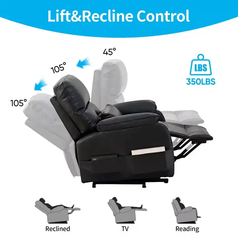 Poltrona Reclinabile Elettrica Mjkone Power Lift con Massaggio Vibrante e Riscaldamento, Massaggio a 8 Punti, Reclinazione, Contenitore, Portabicchieri