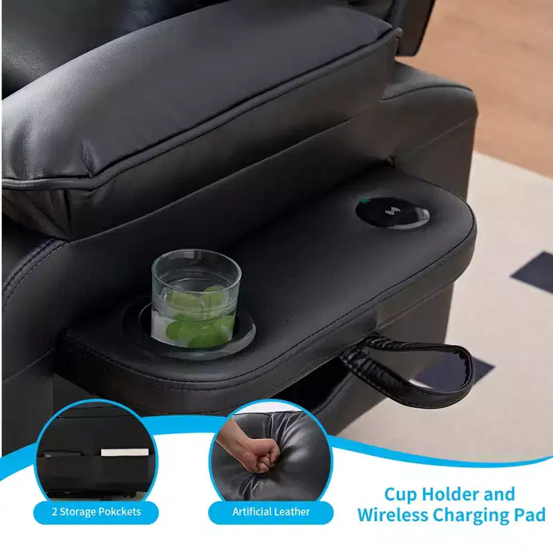 Poltrona Reclinabile Elettrica Mjkone Power Lift con Massaggio Vibrante e Riscaldamento, Massaggio a 8 Punti, Reclinazione, Contenitore, Portabicchieri