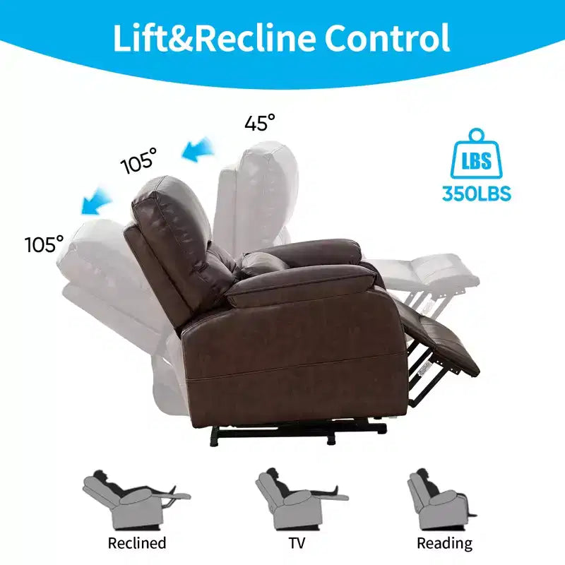 Poltrona Reclinabile Elettrica Mjkone Power Lift con Massaggio Vibrante e Riscaldamento, Massaggio a 8 Punti, Reclinazione, Contenitore, Portabicchieri