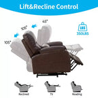 Poltrona Reclinabile Elettrica Mjkone Power Lift con Massaggio Vibrante e Riscaldamento, Massaggio a 8 Punti, Reclinazione, Contenitore, Portabicchieri