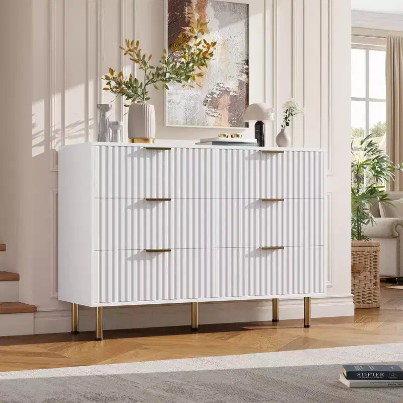 Cassettiera a 6 cassetti per camera da letto, comò moderno da 120 cm con cassetti profondi per soggiorno, corridoio, camera dei bambini