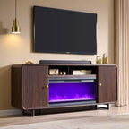 Fireplace TV Stand for Up to 80 inch TVs, Modern Entertainment Center with 36 Electric Fireplace & Adjustable Shelves for Living Room