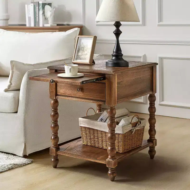 Esther 26 Tavolino Laterale Alto con Prese di Ricarica Integrate|ARTFUL LIVING DESIGNS
