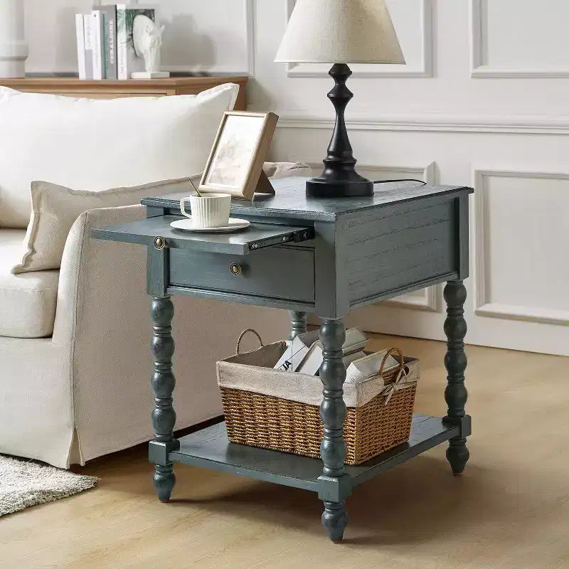Esther 26 Tavolino Laterale Alto con Prese di Ricarica Integrate|ARTFUL LIVING DESIGNS