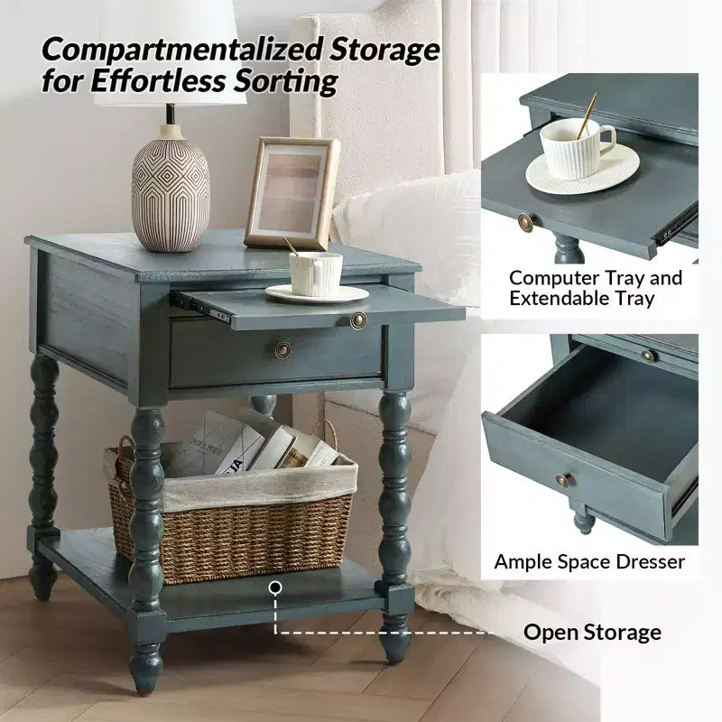 Esther 26 Tavolino Laterale Alto con Prese di Ricarica Integrate|ARTFUL LIVING DESIGNS