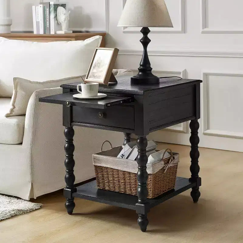 Esther 26 Tavolino Laterale Alto con Prese di Ricarica Integrate|ARTFUL LIVING DESIGNS
