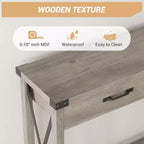 Tavolo Consolle Rustico a 2 Ripiani con Cassetti per Ingresso/Soggiorno, MDF e Gambe in Legno