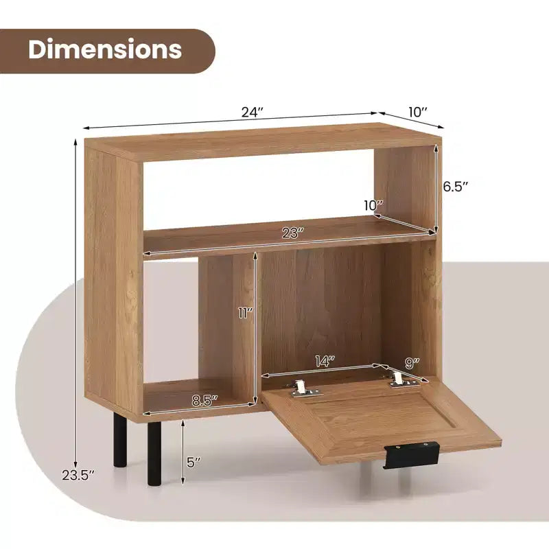 Costway Comodino Bohemien in Rattan, Tavolino con Ripiano Contenitore e Gambe in Metallo