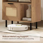 Costway Comodino Bohemien in Rattan, Tavolino con Ripiano Contenitore e Gambe in Metallo
