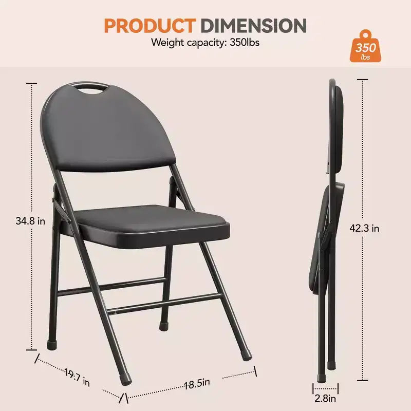 Set di sedie pieghevoli imbottite, sedie da pranzo portatili con gambe in metallo e piedini antiscivolo, sedie commerciali per casa, ufficio, feste