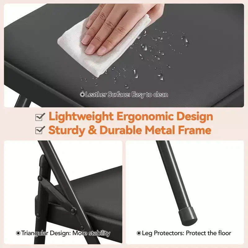 Set di sedie pieghevoli imbottite, sedie da pranzo portatili con gambe in metallo e piedini antiscivolo, sedie commerciali per casa, ufficio, feste