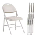 Upholstered Folding Chair Set, Portable Dining Chair with Metal Legs & Non-Slip Feet Pads, Commercial Chairs for Home Office Party