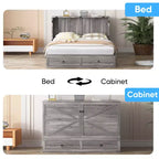 Mjkone Letto a Scomparsa Moderno per Piazza Francese/Matrimoniale con Cassettiera, SENZA MATERASSO, GRIGIO