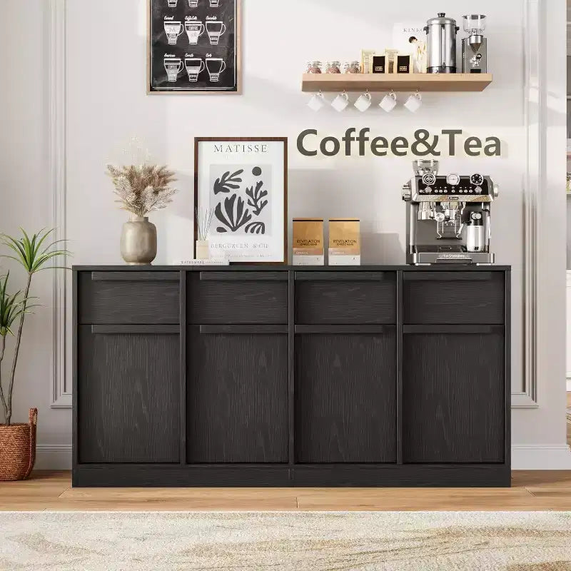 Credenza moderna con 2 cassetti, mobile da cucina da 80 cm, piano spazioso per uso versatile e ampio contenimento
