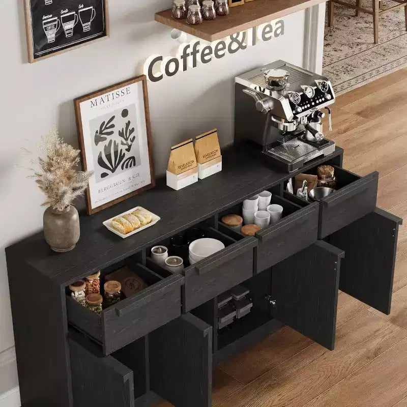 Credenza moderna con 2 cassetti, mobile da cucina da 80 cm, piano spazioso per uso versatile e ampio contenimento