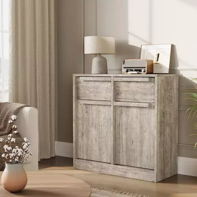 Credenza moderna con 2 cassetti, mobile da cucina da 80 cm, piano spazioso per uso versatile e ampio contenimento