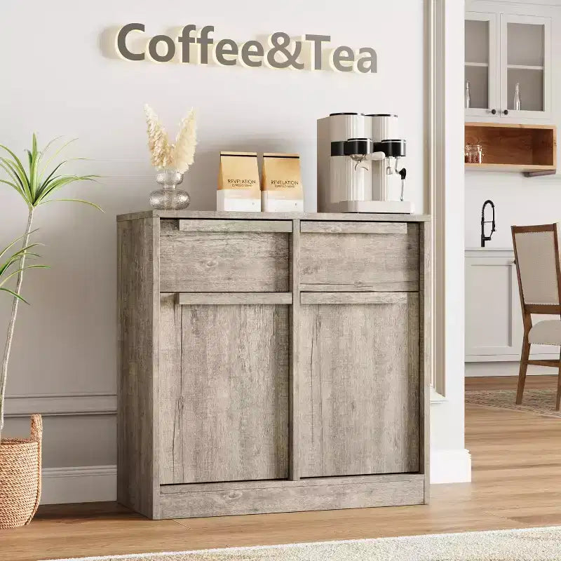 Credenza moderna con 2 cassetti, mobile da cucina da 80 cm, piano spazioso per uso versatile e ampio contenimento
