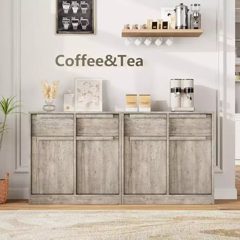 Credenza moderna con 2 cassetti, mobile da cucina da 80 cm, piano spazioso per uso versatile e ampio contenimento