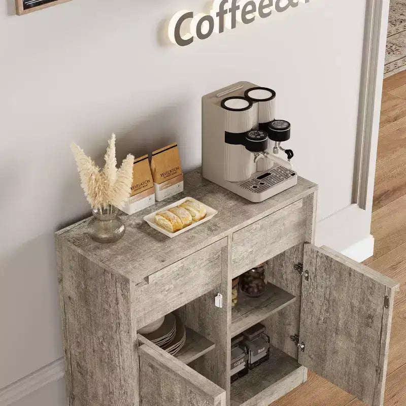Credenza moderna con 2 cassetti, mobile da cucina da 80 cm, piano spazioso per uso versatile e ampio contenimento