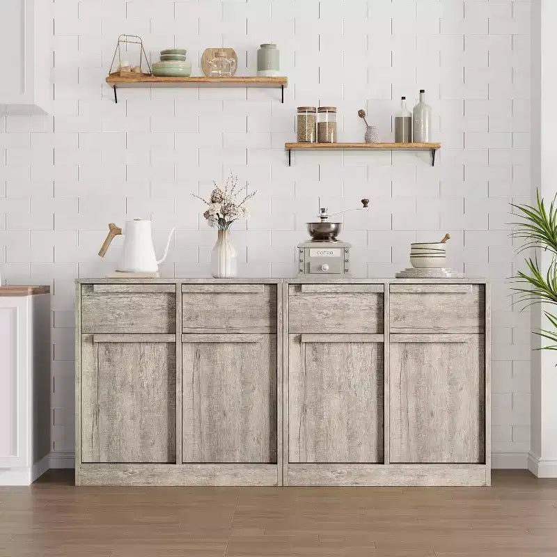 Credenza moderna con 2 cassetti, mobile da cucina da 80 cm, piano spazioso per uso versatile e ampio contenimento