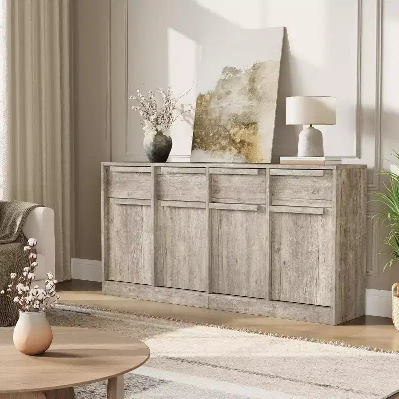 Credenza moderna con 2 cassetti, mobile da cucina da 80 cm, piano spazioso per uso versatile e ampio contenimento